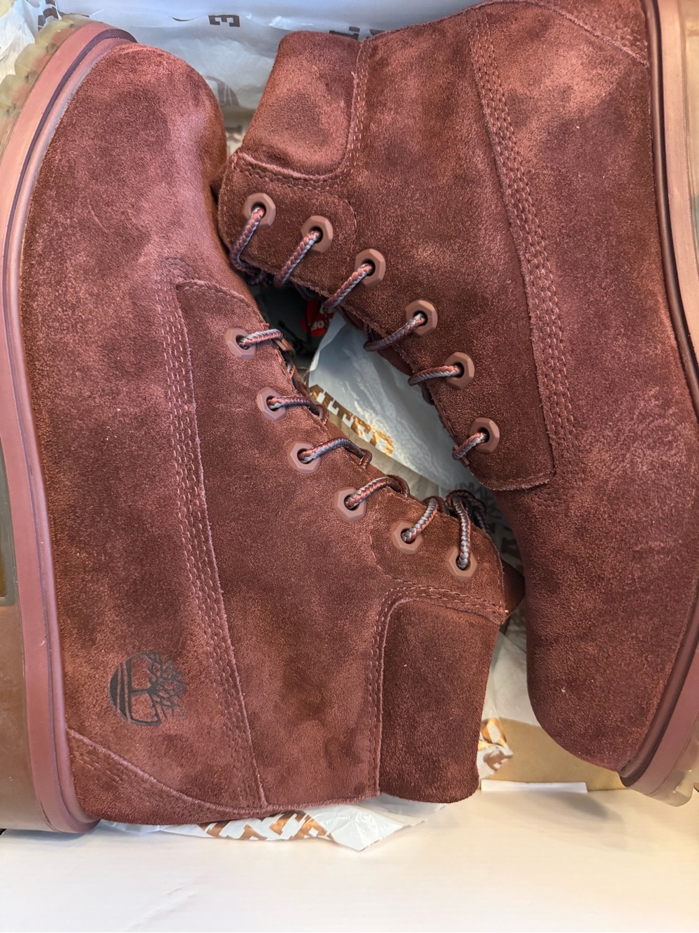 Timberland Men's Suede Boots in Deep Burgundy